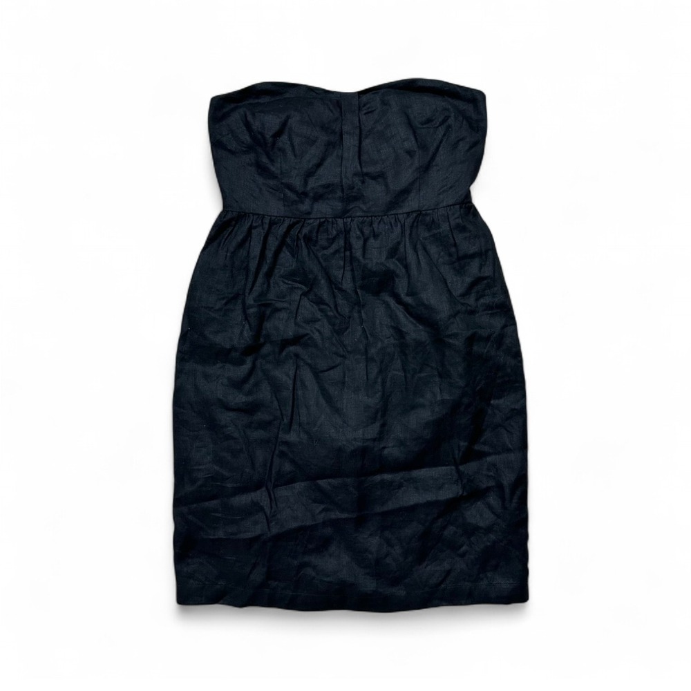 NEW Ann Taylor LOFT Black 100% Linen‎ Strapless Sweetheart Mini Dress 00 XXS
